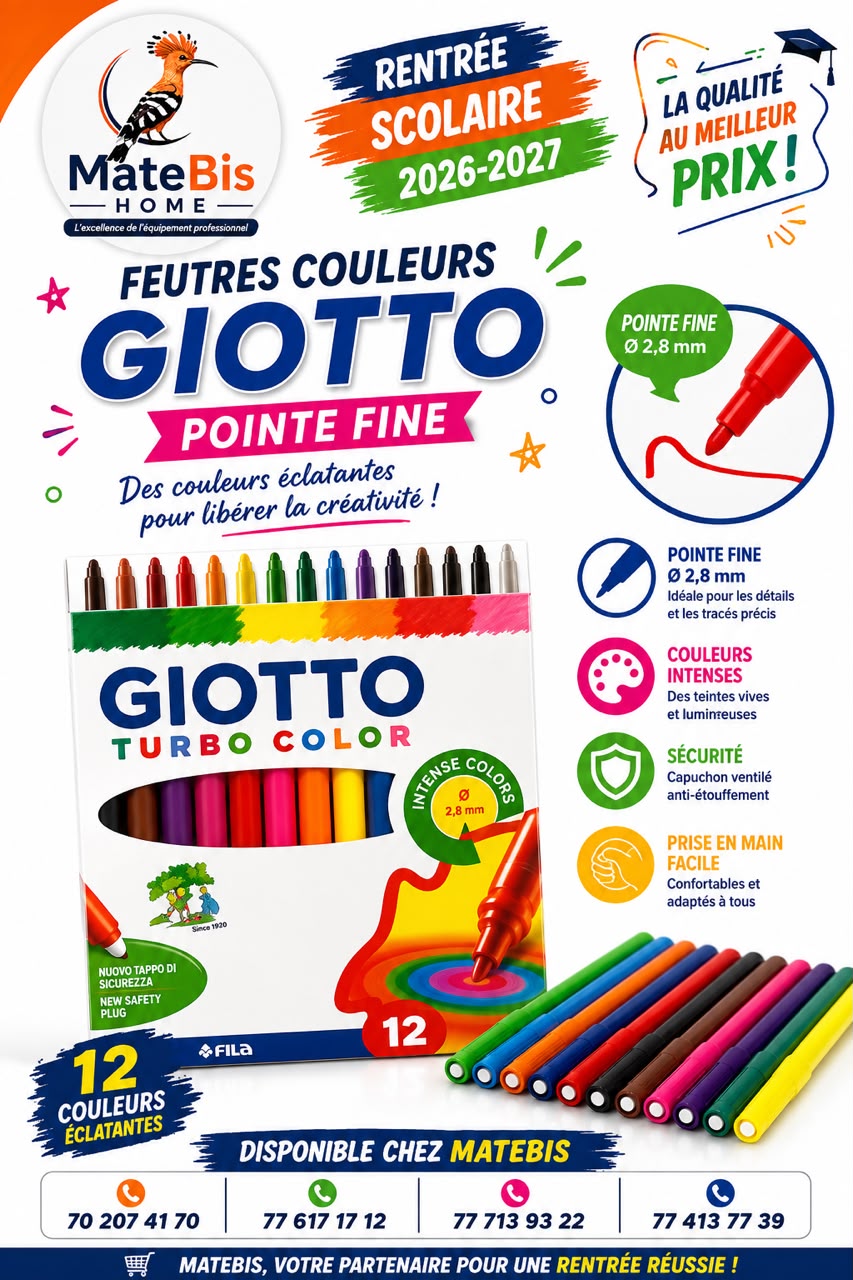 PAQUET FEUTRE COULEUR GIOTTO DE 12 PCS