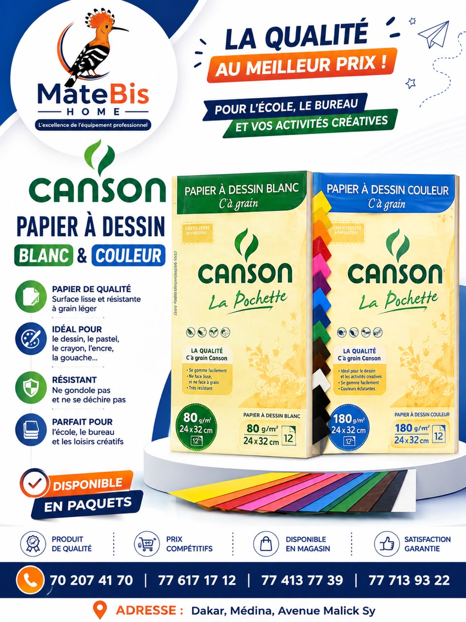 PAQUET PAPIER CANSON BLANC / COULEUR
